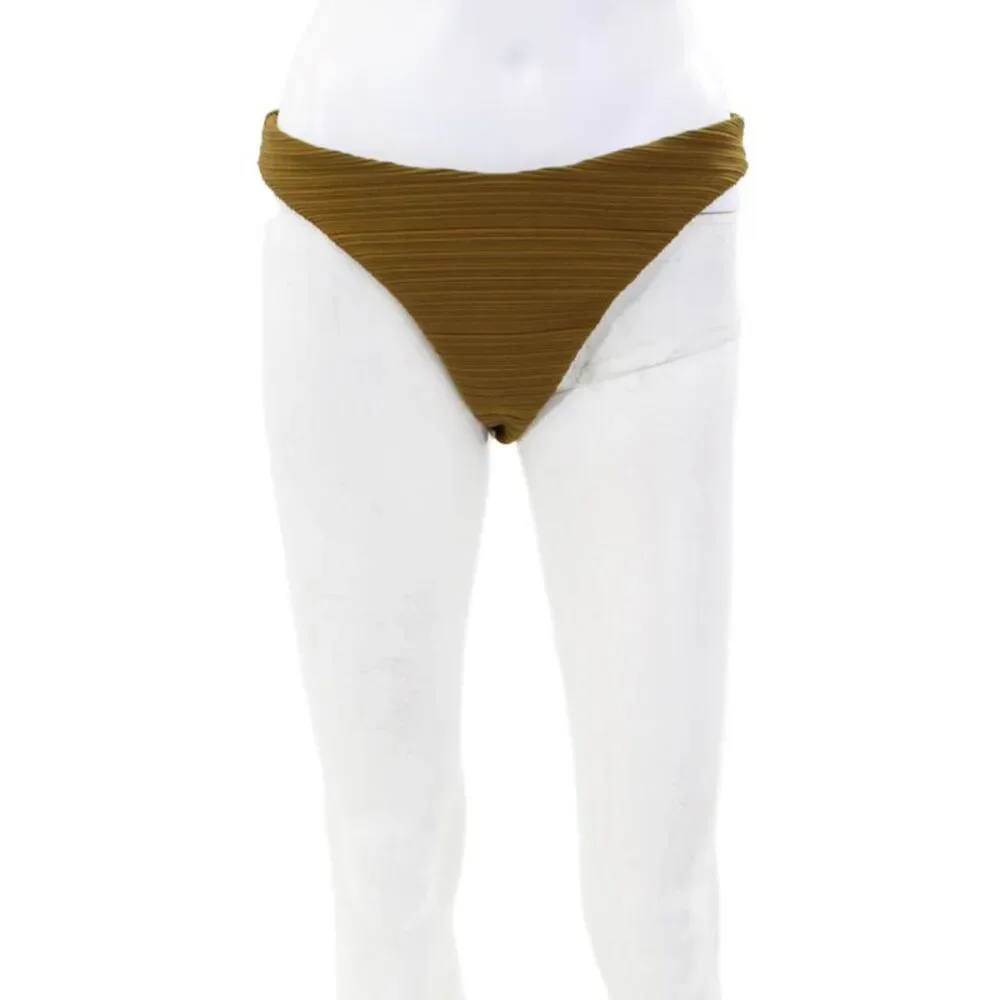 Mara Hoffman Womens Textured Lined High Waisted Swimwear Bottoms Green Size M